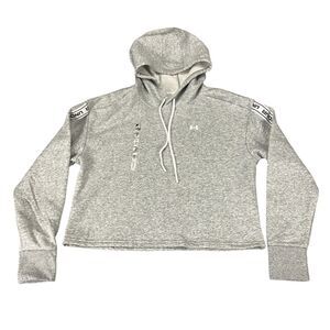 Under Armour Crop Hoodie Women's SM Heather Gray Fleece Lined Loose Fit Pullover